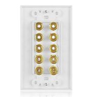 TNP Home Theater Wall Plate - 3-Gang 7.2 Surround Sound Distribution w/ Premium Gold Plated Copper Banana Binding... N19