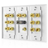 TNP Home Theater Wall Plate - 3-Gang 7.2 Surround Sound Distribution w/ Premium Gold Plated Copper Banana Binding... N22