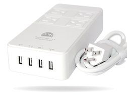 All Power Chargers Travel Charging Station - 4 International Travel Adapters - Surge Protector - Power strip with... N7