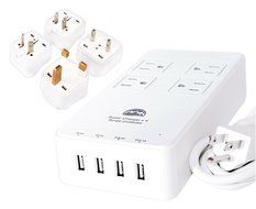All Power Chargers Travel Charging Station - 4 International Travel Adapters - Surge Protector - Power strip with... N8