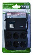 Woods 041052 Dual USB Charger 6-Outlet Surge Protector with Built-in Cradle, 900-Joules of Protection N2