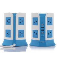 SAFEMORE Smart 8-Outlet with 4-USB Output Power Strip (Blue and White) N12