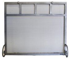 Rectangular Freestanding Fireplace Screen with Sutter Design (47"w X 35"h, Hammered Grained Pewter) N2