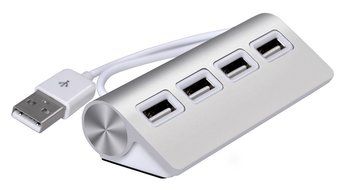 Portable Premium 4 Port Aluminum USB Hub with 11 inch Shielded Cable for iMac, MacBook Air, MacBook Pro, MacBook... N3