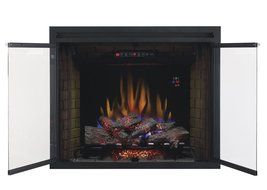 ClassicFlame 39EB500GRS 39" Traditional Built-in Electric Fireplace Insert with Glass Door and Mesh Screen, Dual...