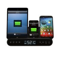 Capello Clock Radio and Universal Charging Stand - Black (CR220)