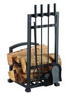 4-piece Harper Fireplace Toolset with Log Holder | Log Holder, Poker, Tong, Shovel, Tampico Brush and Heavy-duty... N2