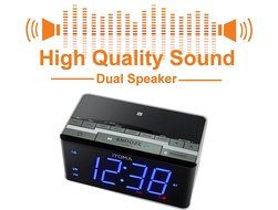 iTOMA Alarm Clock with FM Radio, Bluetooth Speakers, Dual Alarm with Snooze, USB Charge Port, Auxiliary Input,... N3