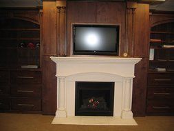 Kington Thin Cast Stone Adustable Fireplace Mantel Kit - Complete Kit includes hearth and adjustable interior... N2