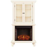 Southern Enterprises Townsend Electric Fireplace Curio Antique White