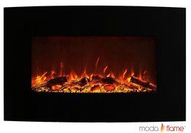 Moda Flame Chelsea 35 Inch Curved Black Wall Mounted Electric Fireplace N3