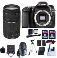 Canon EOS 80D + Canon 75-300mm III Telephoto Zoom Lens + 2 32GB Transcend SD Memory Cards + Spare LP E6 + LED...