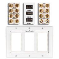 TNP Home Theater Wall Plate - 3-Gang 7.2 Surround Sound Distribution w/ Premium Gold Plated Copper Banana Binding... N26