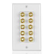 TNP Home Theater Wall Plate - 3-Gang 7.2 Surround Sound Distribution w/ Premium Gold Plated Copper Banana Binding... N28