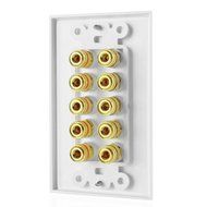 TNP Home Theater Wall Plate - 3-Gang 7.2 Surround Sound Distribution w/ Premium Gold Plated Copper Banana Binding... N29