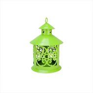NorthLight 7.8 in. Shiny Green Wrought Iron Ornate Candle Lantern