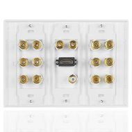 TNP Home Theater Wall Plate - 3-Gang 7.2 Surround Sound Distribution w/ Premium Gold Plated Copper Banana Binding... N32