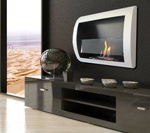 * Fall Sale * Charleston Luxury Matte White Metal Wall Mount Ventless Bio Ethanol Fireplace with Burner Insert...