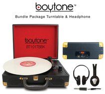 Boytone Bundle Package BT-101TBBK Turntable, AC-DC Built in Rechargeable Battery, 2 Speakers, 3 Speed, LCD Display...