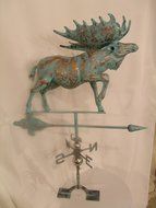 LARGE Handcrafted 3D 3- Dimensional MOOSE Weathervane Copper Patina Finish N3