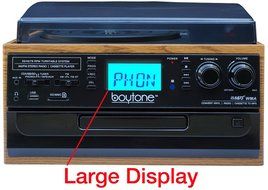 Boytone BT-21DJW-C, 3 Speed Turntable Ability to convert vinyl record, CD, Cassette, AM/FM Radio into MP3 files... N4