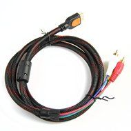 HOODDEAL 5Ft 1.5m HDMI To 3-RCA Video Audio AV Component Converter Adapter Cable For HDTV DVD N5