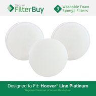 3 - Hoover Linx Washable &amp; Reusable Foam Sponge Filters. Designed by FilterBuy to Replace Hoover Platinum Linx...