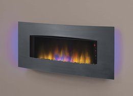 ClassicFlame 34HF601ARA-A004 Transcendence 34" Wall Mounted Electric Fireplace, Brushed Aluminum N3