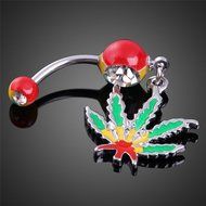 BleuMoo Leaf Belly navel button rings body piercing beauty accessories belly ring (Colorful) N6