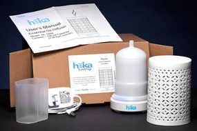 Heka Living Essential Oil Diffuser Humidifier &ndash; Hand Finished Ceramic Lid - 7 Color LED Light - 100 ml - Continuous... N5