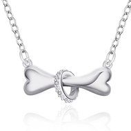 Dog Bone Pendant Women's Crystal Necklace 925 Silver Plated New Fashion Jewelry N2