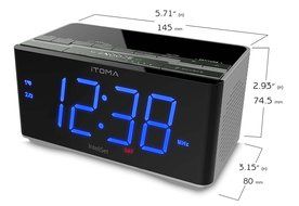 iTOMA Alarm Clock with FM Radio, Bluetooth Speakers, Dual Alarm with Snooze, USB Charge Port, Auxiliary Input,... N4