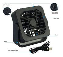 Welltop 3.9-inch Mini USB Fan 360 Degree Rotation Magnet Hanging Fan USB Powered Desktop Fan Table Fans (Black) N13