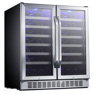 EdgeStar 30-Inch 56 Bottle Built-In Dual Zone French Door Wine Cooler N2