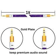 Pack of 4, 3.2 Ft 3.5mm Audio Cable Male to Male, Honsky Universal Durable Braided Colorful Noodle Flat Gold Plated... N13