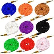 Pack of 4, 3.2 Ft 3.5mm Audio Cable Male to Male, Honsky Universal Durable Braided Colorful Noodle Flat Gold Plated... N20