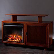 Southern Enterprises Ontario Media Console Fireplace - Walnut/Espresso N7