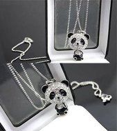 Fashion Women's Delicat Necklace Cute Rhinestone Panda Pendant Necklace Jewelry