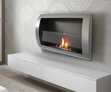 * Fall Sale * Charleston Luxury Matte White Metal Wall Mount Ventless Bio Ethanol Fireplace with Burner Insert... N3