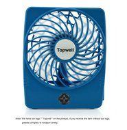 Topwell Mini Square Rechargeable Clip Base Fan with LED Light, Battery and USB Cable, Black N7