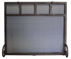 Rectangular Freestanding Fireplace Screen with Sutter Design (47"w X 35"h, Hammered Grained Pewter) N4