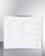Summit CR424WH 24" Smoothtop Electric Cooktop With 4 1200W Burners Push To Turn Conrols Push To Turn Knobs Stainless...