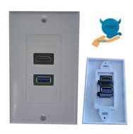 Lemeng Gold Plated HDMI USB3.0 Component Composite Audio Video Wall Face Plate Panel-White N4