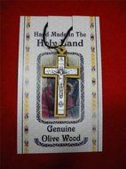 Olive Wood Catholic Silver Plated Cross Crucifix 2" Handmade on Thread Holy Land N2
