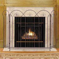 3 Panel Metal Fireplace Screen Folding Doors Bronze Finish Hearth Cover Antique N2
