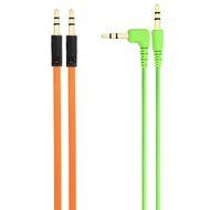 Chromo Inc. 2x Pack 3.5mm Auxiliary Cable 1 Angled and 1 Flat Audio Music Aux - Pumpkin N4
