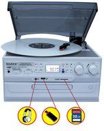 Boytone BT-21DJWT-C, Limited Edition 3 Speed Turntable Ability to convert vinyl record, CD, Cassette, AM/FM Radio... N4