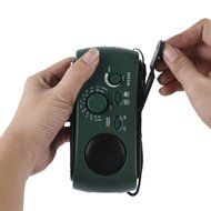 Qooltek Portable Dynamo Emergency Solar Hand Crank Self Powered AM/FM Radio 3 LED Flashlight with Cables(Green) N4