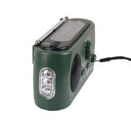 Qooltek Portable Dynamo Emergency Solar Hand Crank Self Powered AM/FM Radio 3 LED Flashlight with Cables(Green) N5