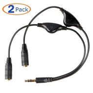 Conwork 2-Pack 3.5mm Stereo Male to Dual Female Audio Headphone / Headset Y Splitter Cable with Volume Control... N2